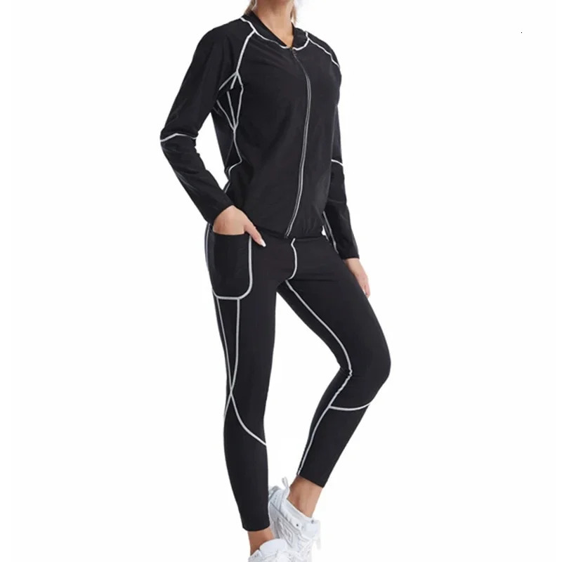 CXZD Women Sauna Shapewear Weight Loss Sweat Jacket Long Sleeve Slimming Top Fat Body Shaper Workout Leggings Trimmer 241126