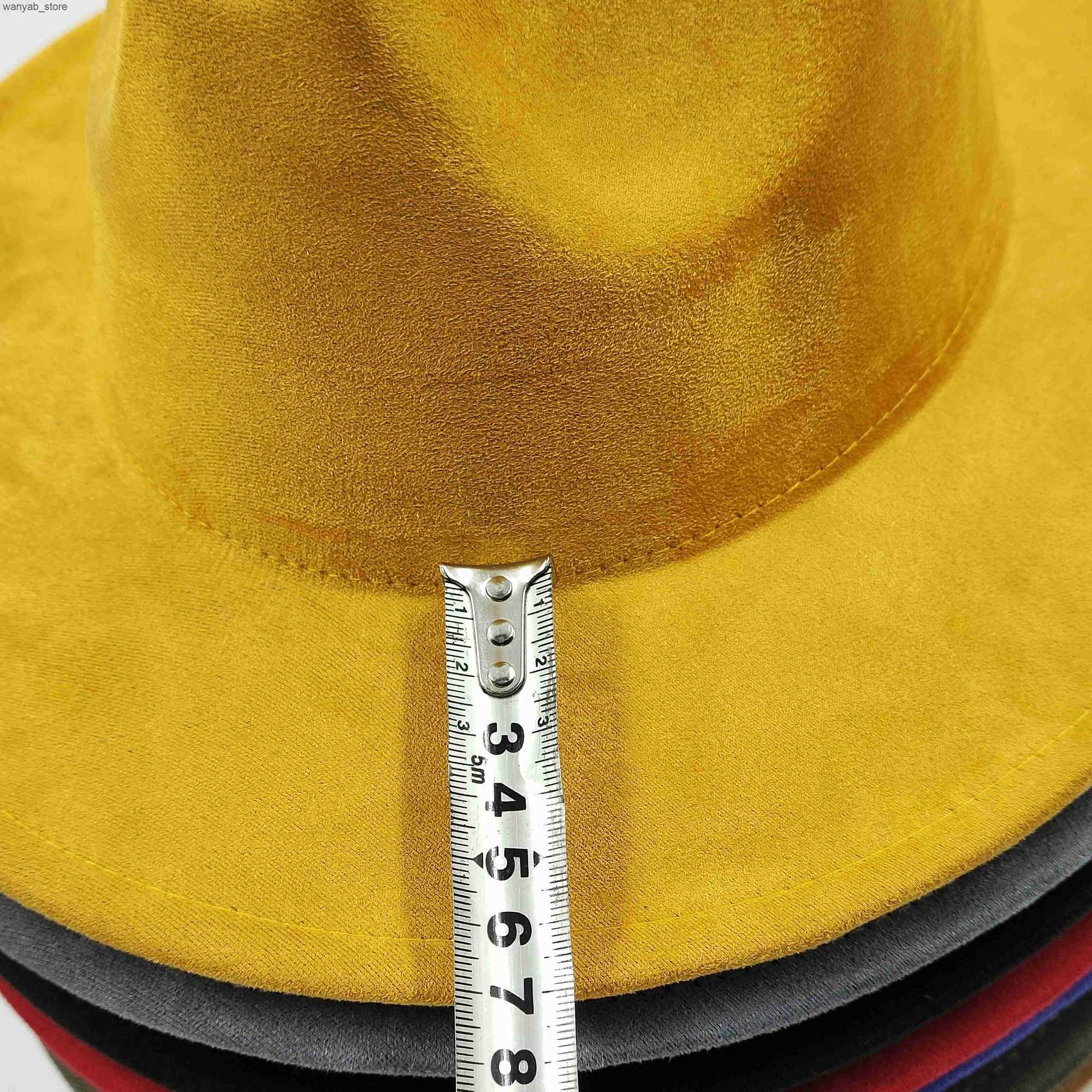 Cloches Suede 2023 New Fedora Mens and Womens Hats Autumn Panama Jazz Hats British Style Elegant Retro Fedora Wide Brown Hats L240910