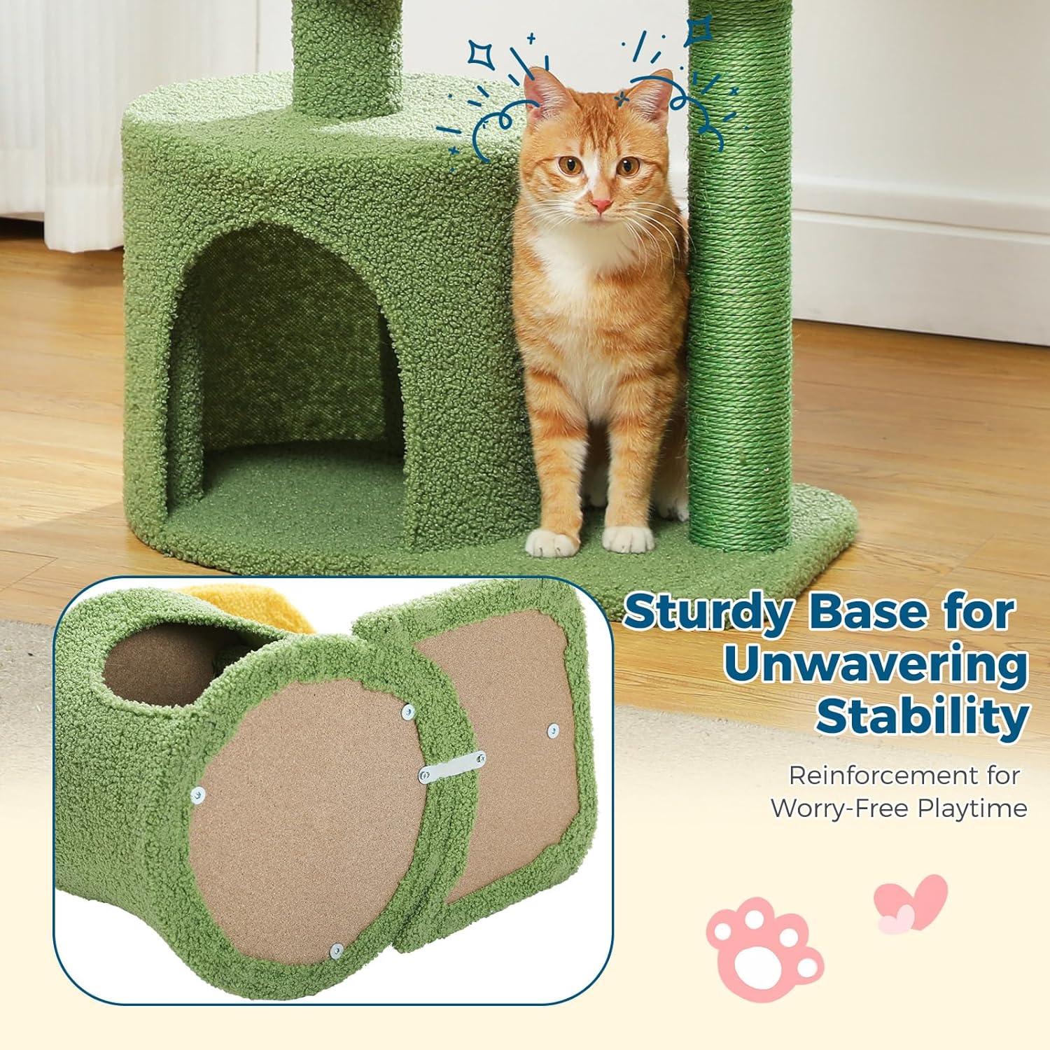 Made4Pets Cat Tree, 35.7"Multi-Level Indoor Cat Tree With Perch & Ball & Scratching Posts Cozy Condo, Green, 3-7days delivery