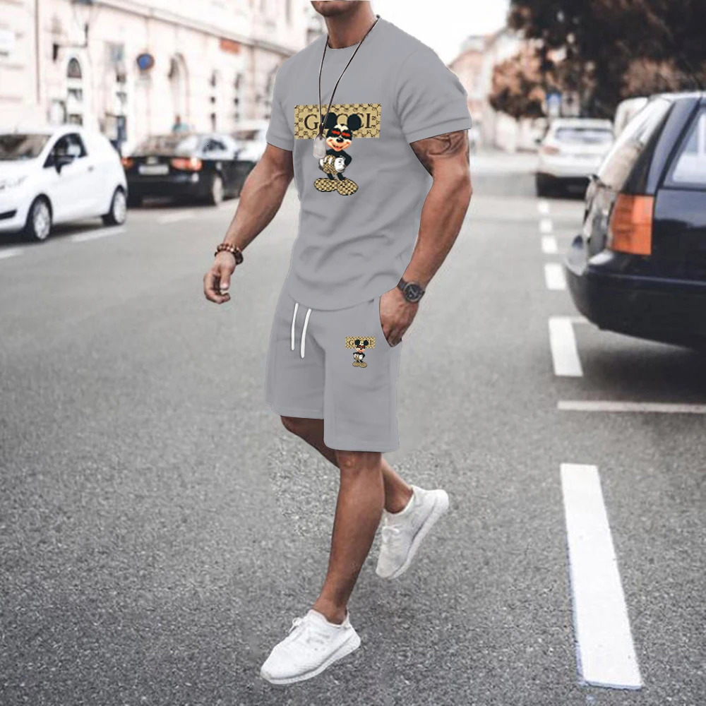 2024 Summer Mens set Explosive Super Casual Fashion Sportswear 3d Digital Printed Shortsleeved Tshirt Suit 240419