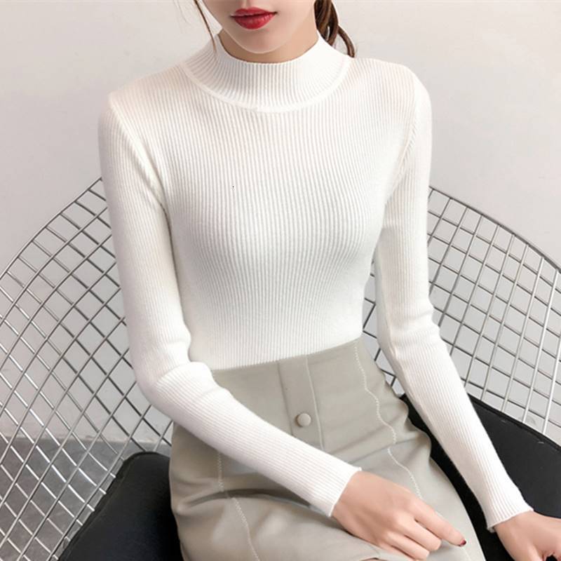 New women's semi high neck slim knit sweater Korean version autumn and winter clothing new lining long sleeved top designer sweater