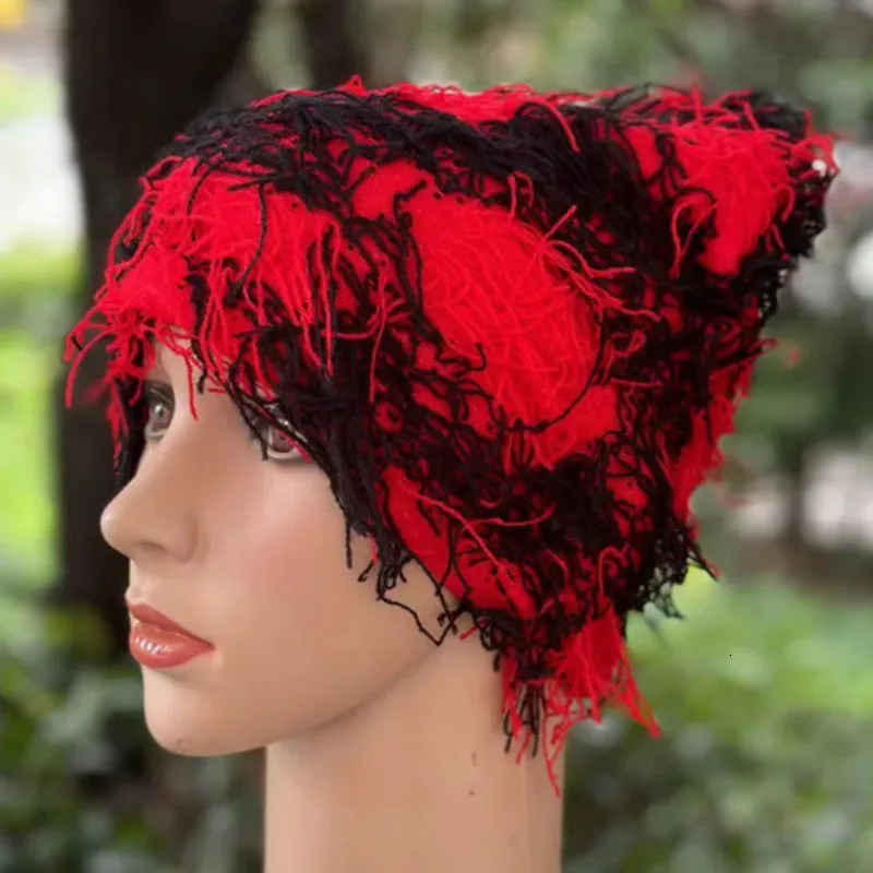 Hip Hop Tassel Y2K Beanie Trendy Mixed Color Elastic Knit Light weight Casual Skull Cap Unisex Windproof Beanies For Women Men 241125