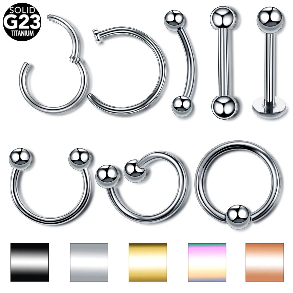 1PC Steel Black Seamless Hinged Nose Hoop Septum Clicker Piercings Lip Labret Ring Ear Cartilage Tragus Sexy Jewelry 241125