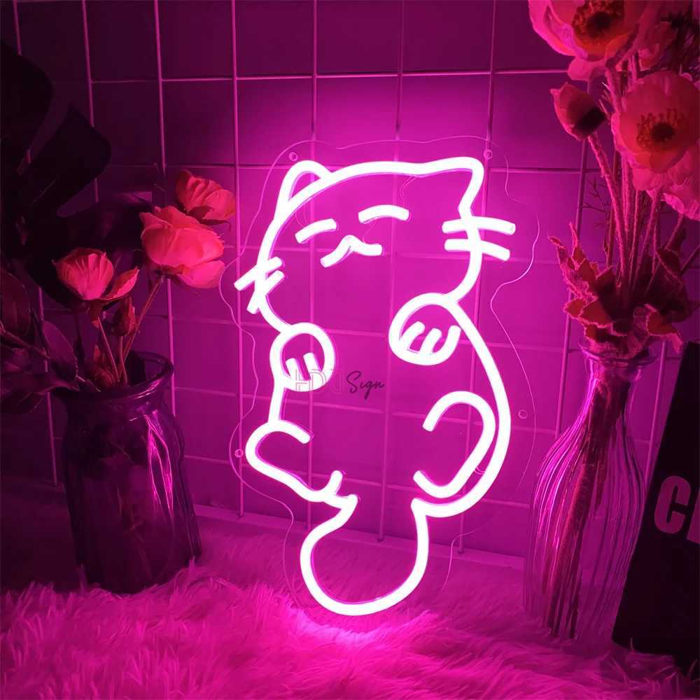 Cat LED Neon Sign Lights Childrens Bedroom Wall Decoration Neon Night Lights USB Creative Birthday Gift Room Wall Decor Z241130
