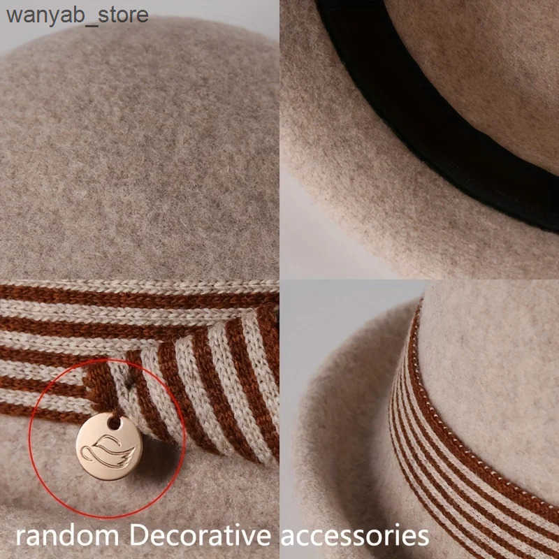 Wide Brim Hats Bucket Hats Autumn and winter hats new Korean version felt hat round top fashionable curled edge small top hat womens wool basin hat d 