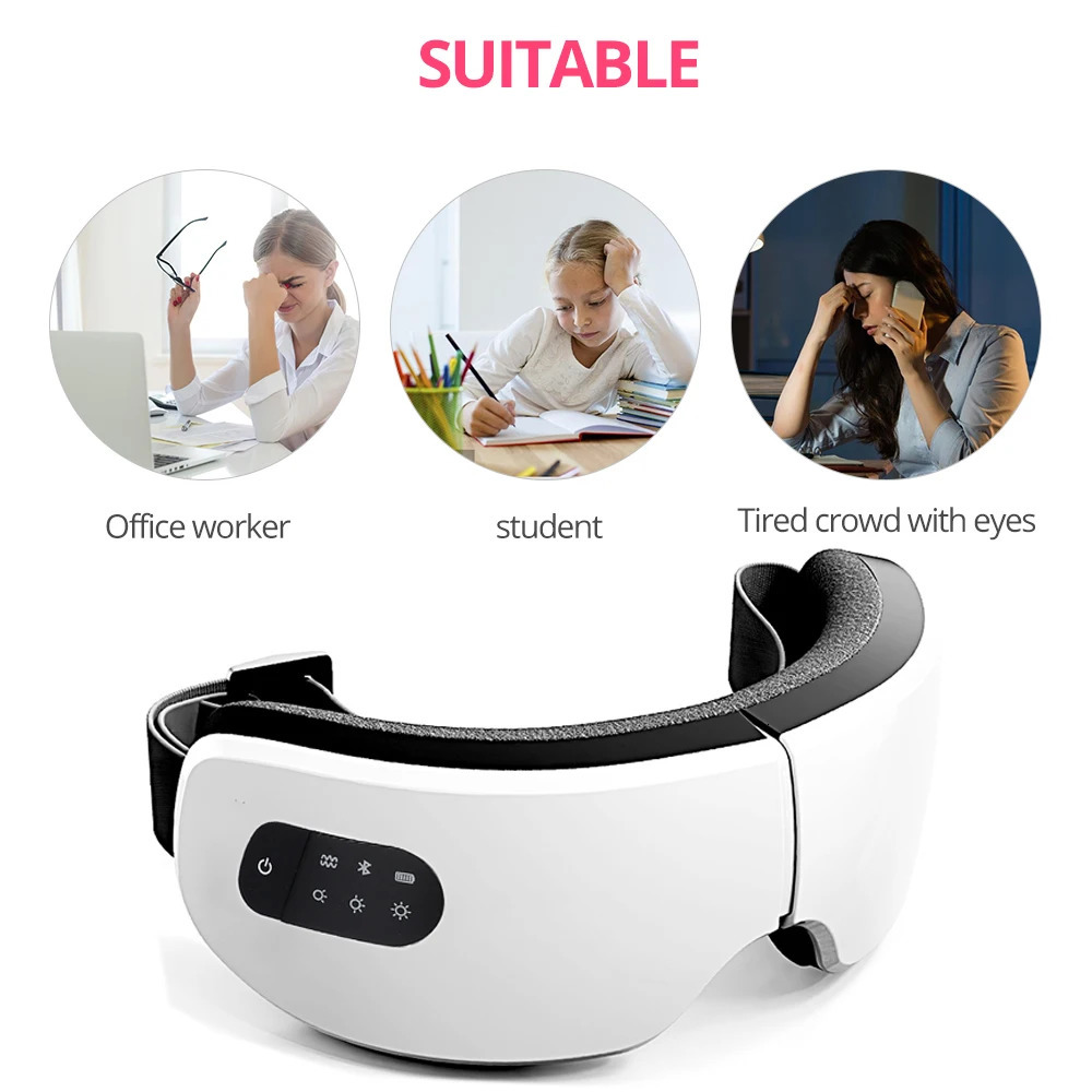 Heated Eye Massager With Bluetooth Music Vibration for Eye Relax Reduce Eye Strain Improve Sleep Smart Massage Eye Mask 240430
