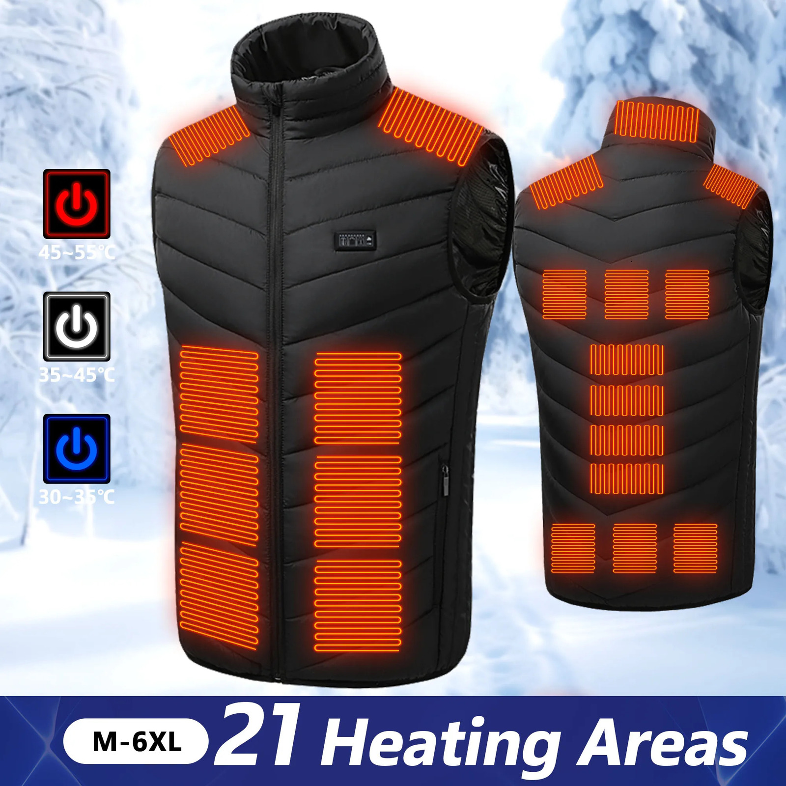 21 Heated Vest Electric Jackets Men Women Sportswear Coat Motorcycle USB Heating Jacket For Camping outdoor 241129