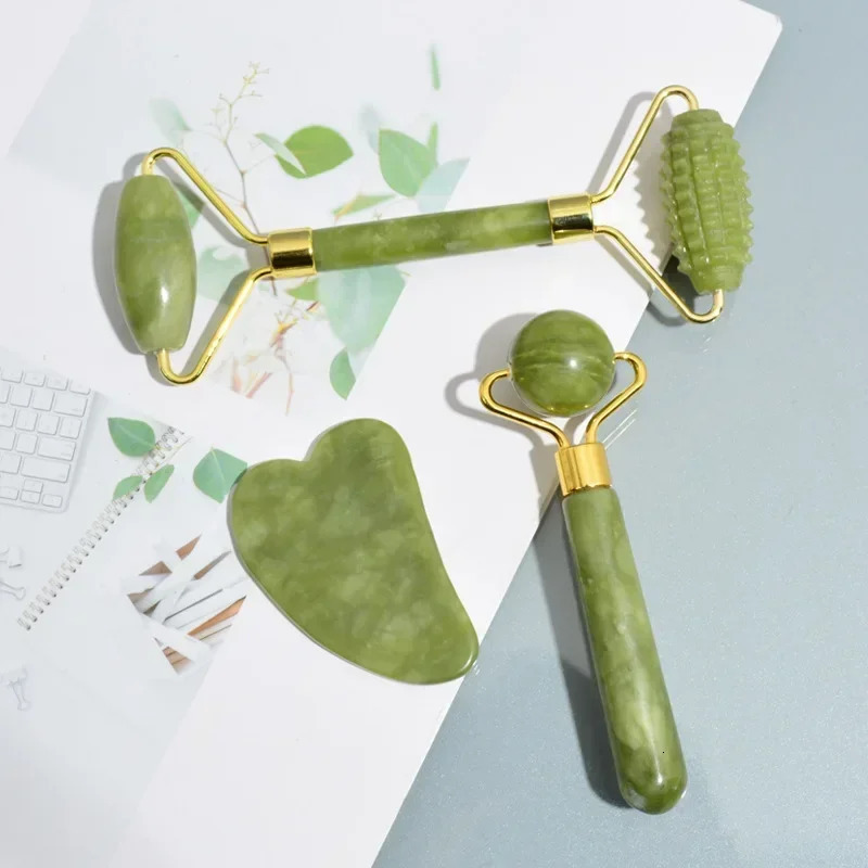 Natural Jade Roller Face Gua Sha Stone Body Neck Massager Acupoint Eye Care Spa Massage Tools Visage Lifting 241118