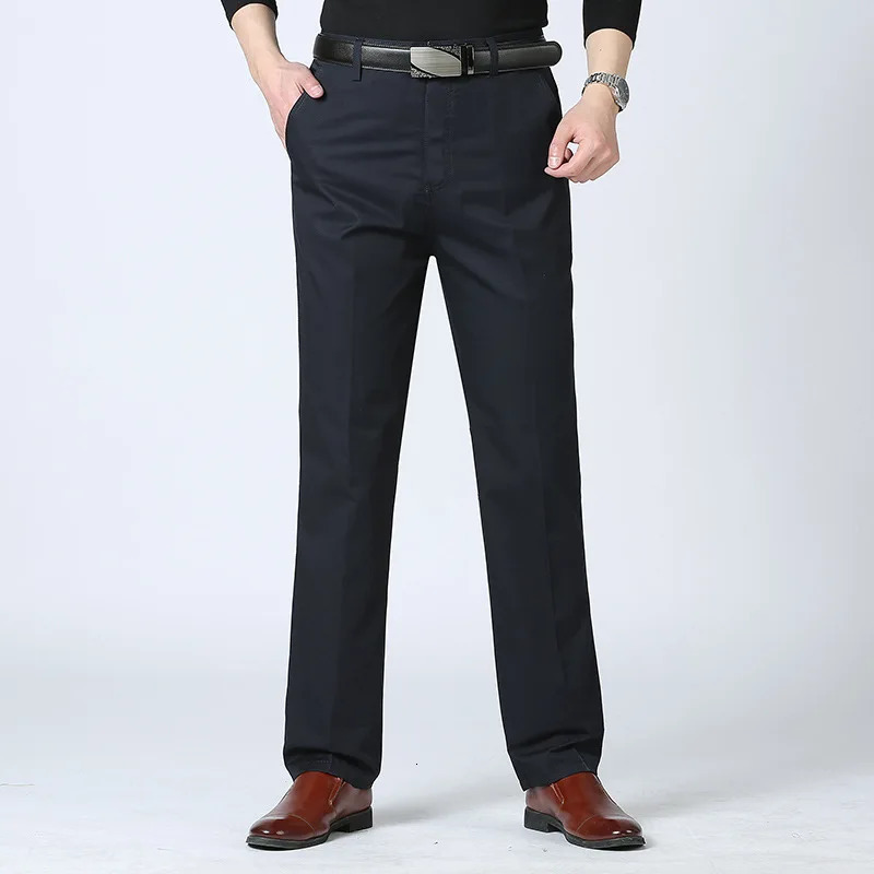 Men Classic Style Chino Lightweight Soft Business Casual Straight Pants Solid Color Fashion Street Wear Pantalones 240430