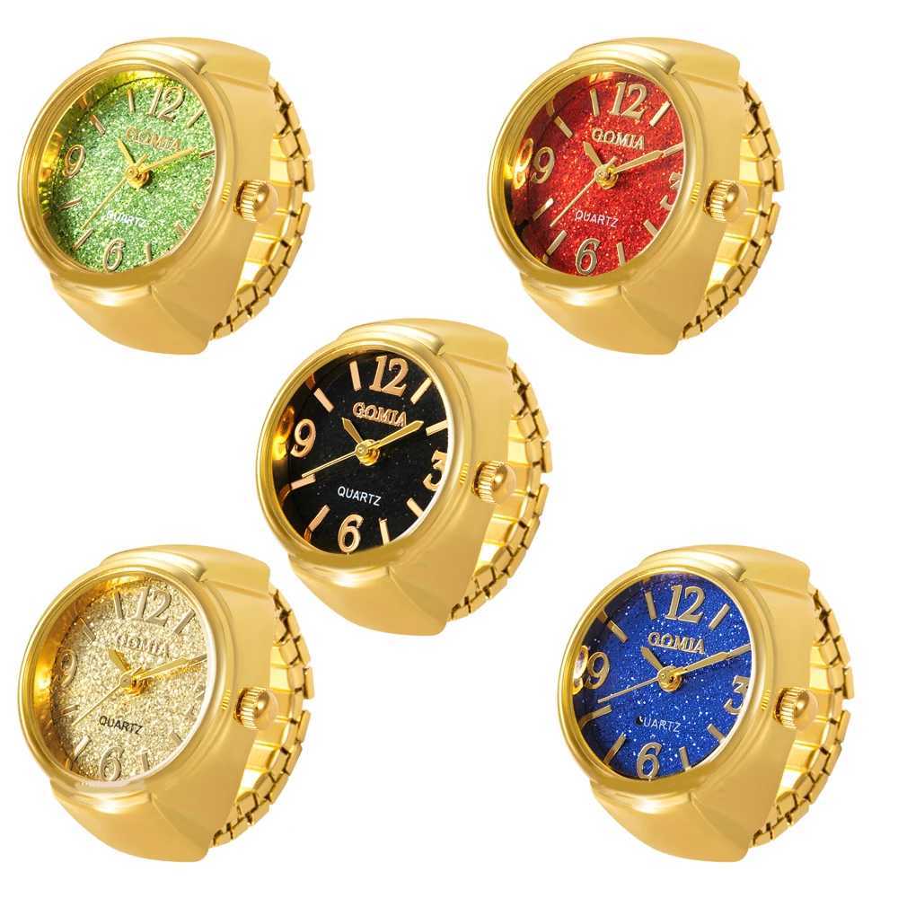 Band Rings Vintage Punk Finger Watch Mini Elastic Band Alloy Watch Couple Ring Jewelry Watch Vintage Roman Quartz Watch Ring Womens J0429