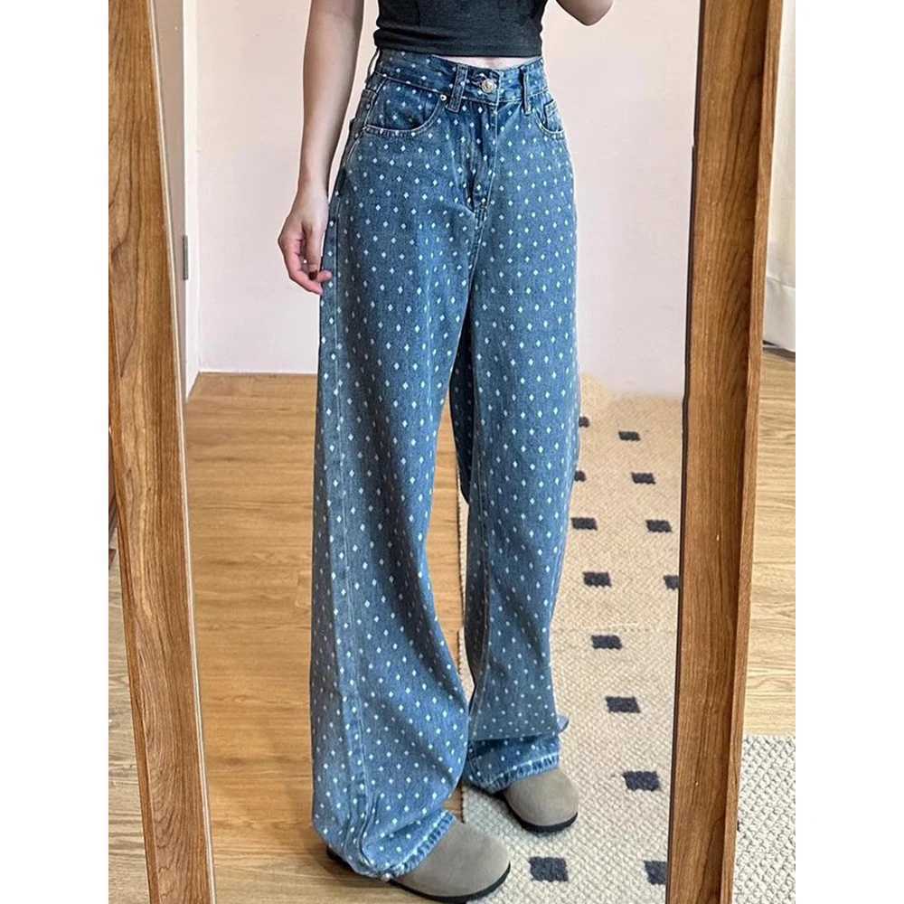 Women's Jeans Mia Muse Autumn Womens Denim Jeans Straight Legs High Waist Full Length Loose Fashionable Matching Pants H241130