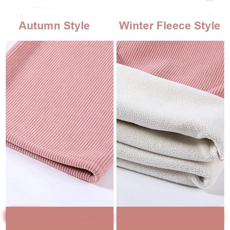 Warm Fleece Lined Corduroy Women Thicken Pants Winter Elastic Waist Stright Long Wide Leg Female Loose Causal Trousers 241125
