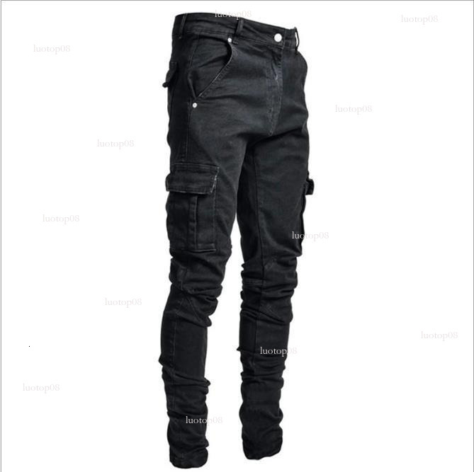 2021 European and American New Jeans Men's Side Pocket Small Foot Tight Jeans NK012 in Stock