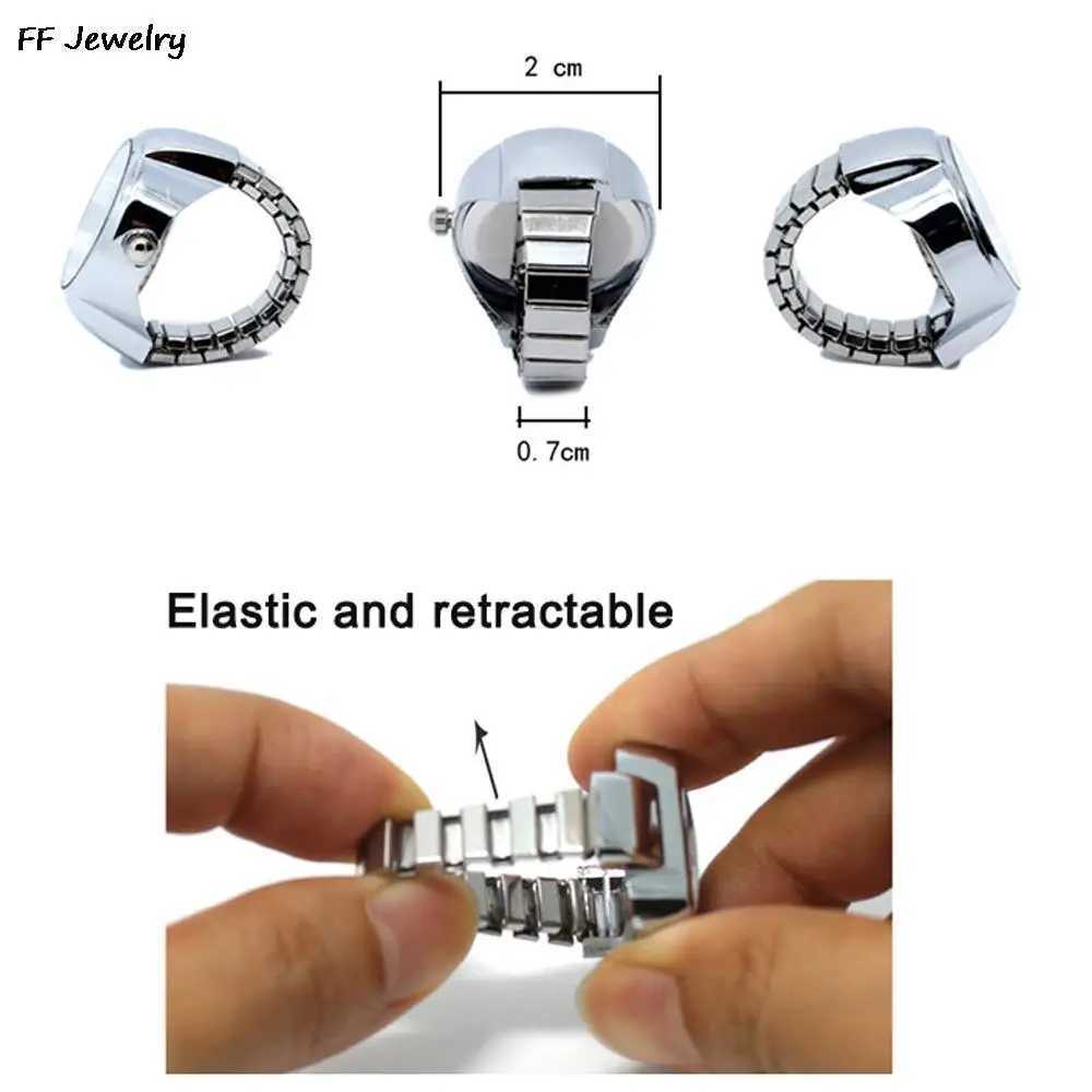 Band Rings Vintage Punk Finger Watch Mini Elastic Band Alloy Watch Couple Ring Jewelry Watch Vintage Roman Quartz Watch Ring Womens J0429