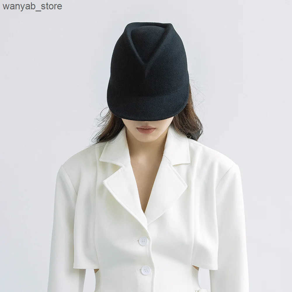 Wide Brim Hats Bucket Hats % Wool Riding Cap Autumn Winter Fashion Casual Woolen Equestrian Fedora Hat Womens Outdoor Shopping Warm Peaked Cap L240910