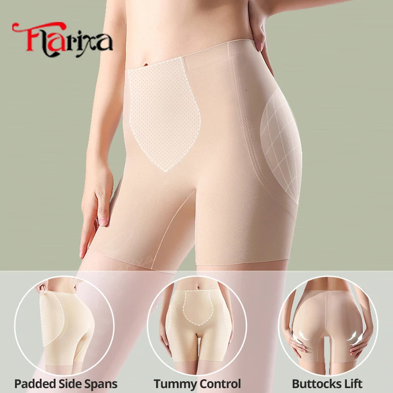 Flarixa Padded High Waist Shorts Butt Enhancer Shaper Buttock Lifting Panties Tummy Control Body With Pads Shapewear 241121