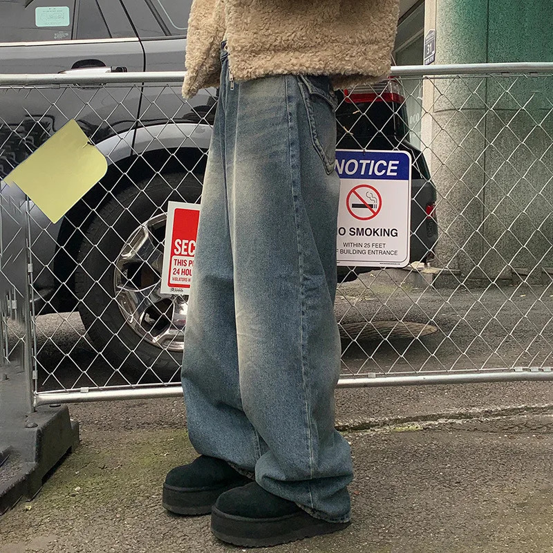 American Street Spice features baggy pocket version Basic jeans lowrise wash straight casual pants 241121