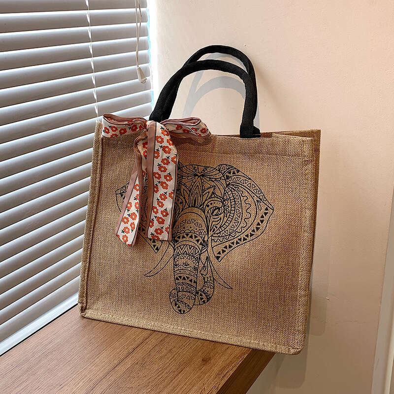 Large Capacity En Handbag For Women, Retro Fashionable, Made Of Jute Cloth, One Shoulder Tote Versatile, Mommy Bag, Fashionable And Classic In Quality