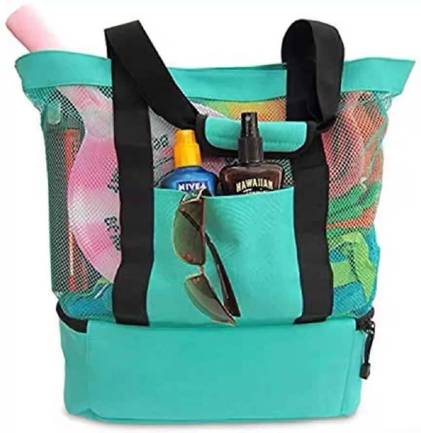 Women Heat Preservation Picnic Beach Bag Mesh Transparent Double-layer Swim Storage High Capacity Shopping Waterproof Bags Tote 240415