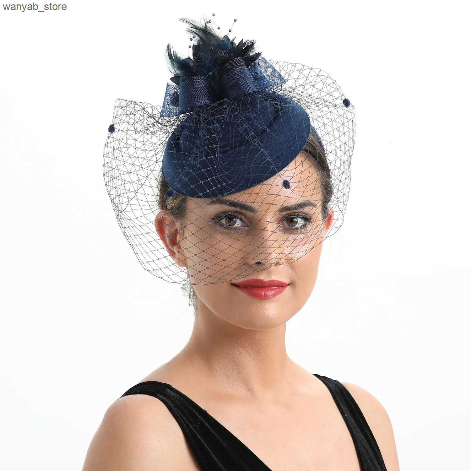 Wide Brim Hats Bucket Hats Bride Headband Perfect Gauze Felt Fabric Wedding Hat With Veil and Clip Unique Party Hat Fashion Church Hat Fascinator Fema