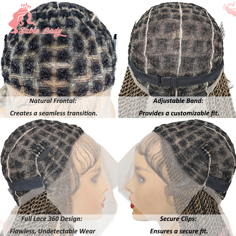 36" Synthetic Knotless Box Braided For Women Cornrow Wigs Full Lace Braids Wig Black Braiding Hair