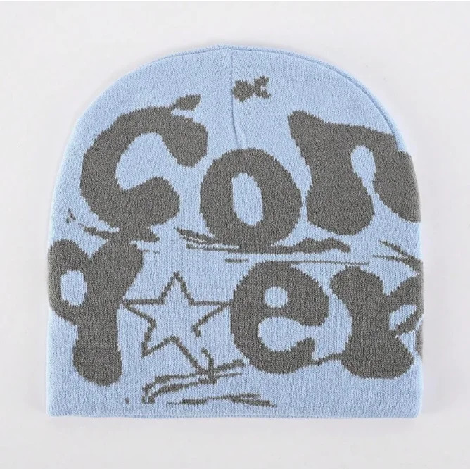 Fashion Letter Beanie Hat for Women Men Comfortable Knit PullOver Cap Girls Y2K Skull Sport Adult Headdress 241125