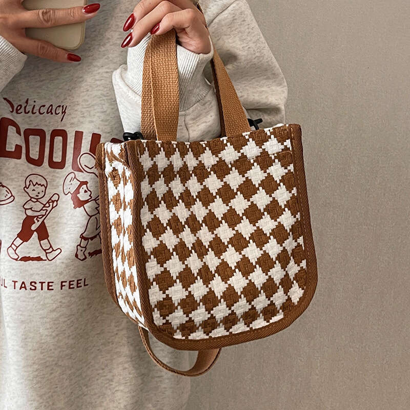 Japanese Dia Grid Canvas Crossbody Bag Women, New Korean Version Ins, Versatile Single Shoulder Handbag For Students Going Out, Fashionable Quality Cl