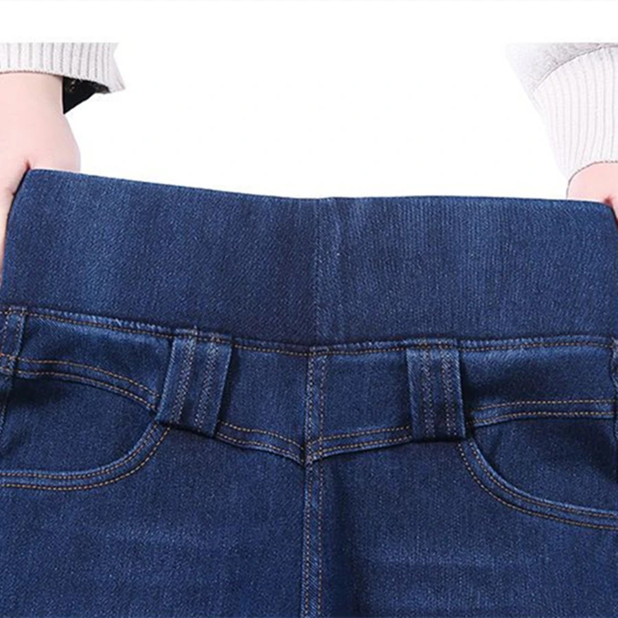 Elastic classic high waisted ultra-thin pencil jeans for women blue tight Vaqueros Ankle length denim pants size 38 vintage Pantalones 241122