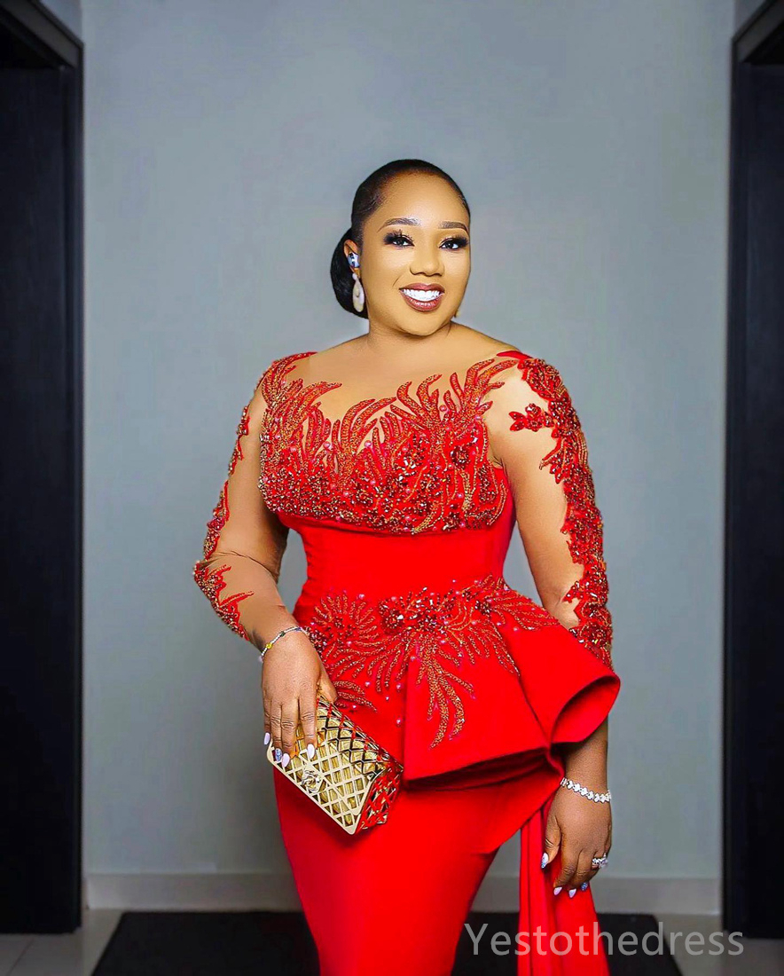 2024 Plus Size Mother of the Bride Gowns Formal Dresses for Women Long Sleeves Sheer Neck Illusion Appliqued Beaded Lace Birthday Mothers Dress for Oc