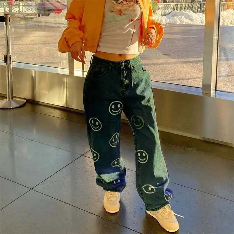 Women's Jeans Womens jeans spring and summer new straight leg high waist fashionable and trendy casual loose fit oversized jeans H241130