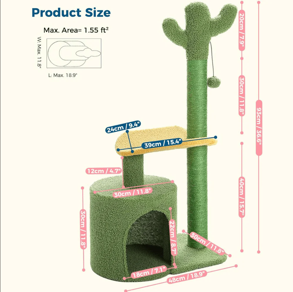 Made4Pets Cat Tree, 35.7"Multi-Level Indoor Cat Tree With Perch & Ball & Scratching Posts Cozy Condo, Green, 3-7days delivery