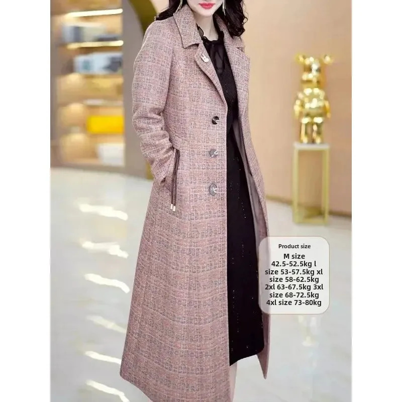 Elegant Slimming MiddleLength Woolen Jacket For Women Arrival 2024 AutumnWinter Fashionable Stylish AgeReducing Overcoat 241129