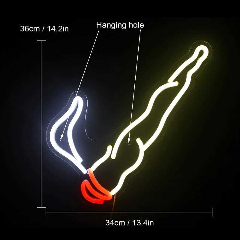 Smoke Flower Lips Neon Sign Light LED Leaf Gesture Nightlight Decor Room Wall Bar Shop Party Festival Restaurant Z241130