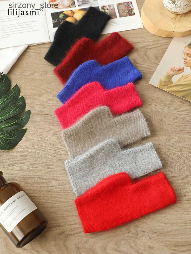 Mittens Mink Cashmere Autumn Winter Women Gloves Fingerless Warm Racoon Wool Mitten Wrist Length Thumb Hole Mitts Korean Female Lovely J241130