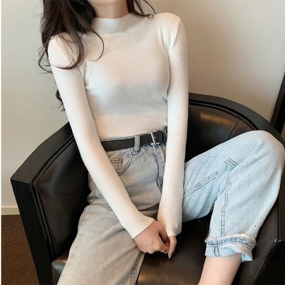 New autumn and winter styles, Korean semi high neck women's multifunctional designer long sleeved wool knitted shirt, winter sweater