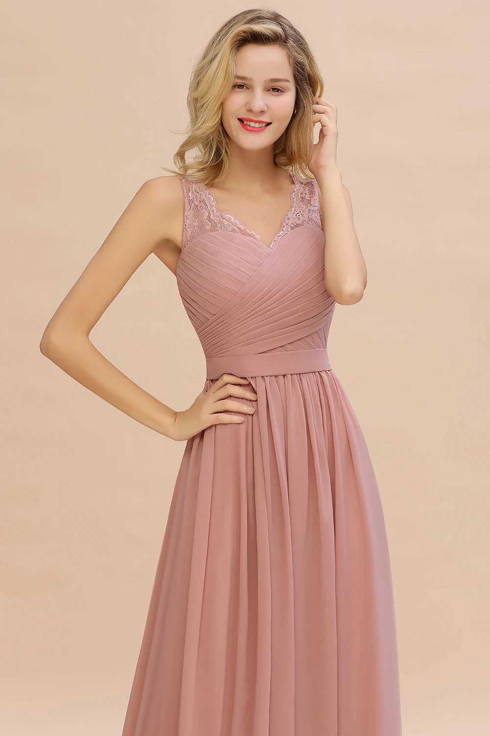 Runway Dresses Dusty Bridesmaid Dresses 2023 Chiffon Lace Long A-line Wedding Prom Formal Evening Party Gowns Robe De Soire De Mariage Y240426