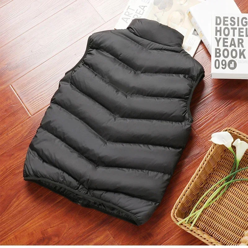 Vest Jacket Men 2024 Puffer Sleeveless Coats Mens Solid Color Down Winter Warm Waistcoat Outwear Windbreaker Clothing 241129