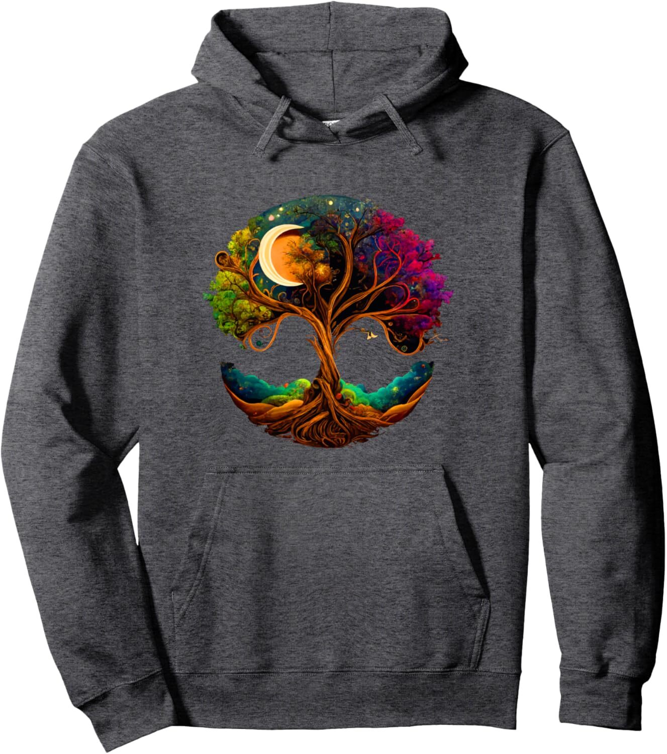 Long Sleeve Shirts for Men sweatshirt Moon Phases Tree of Life Pullover Hoodie T shirt Tee Streetwear Casual tops clothes Fashionable and cool