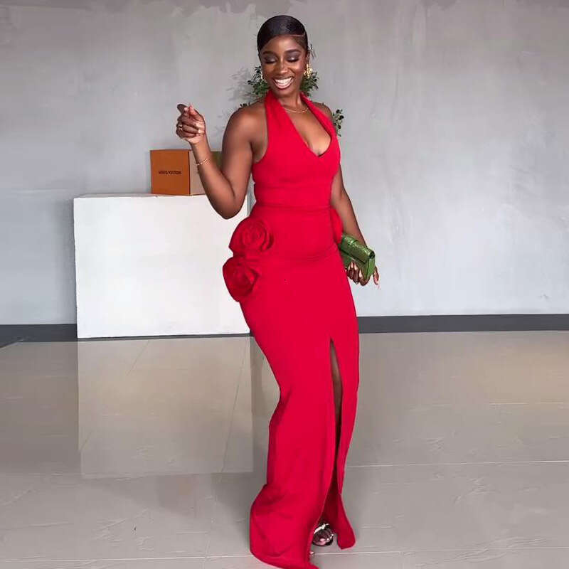 European And American Elegant Three-Dimensional Ral Fork Toast Dresses, Long Dresses For Women