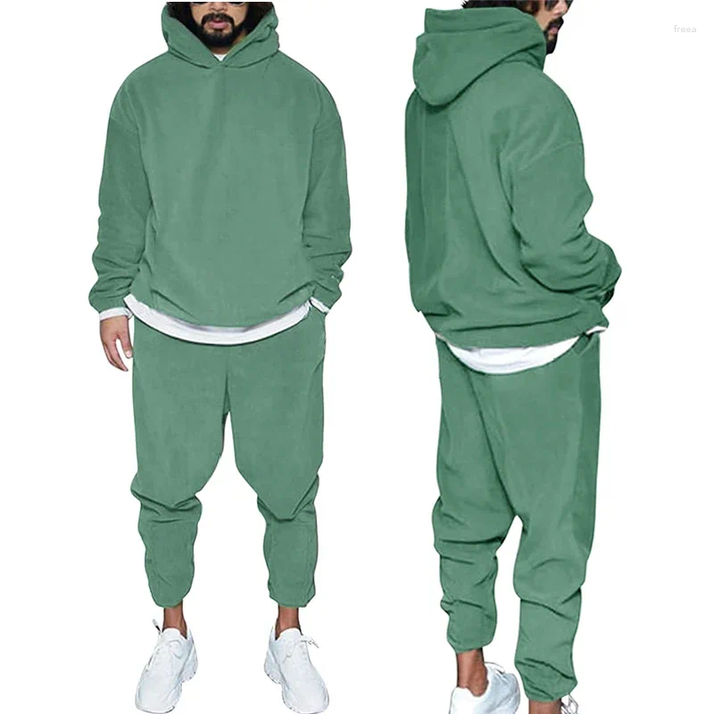 Men's Tracksuits Solid Color Fleece Sports Suit For Men - Tracksuit Jogger Streetwear