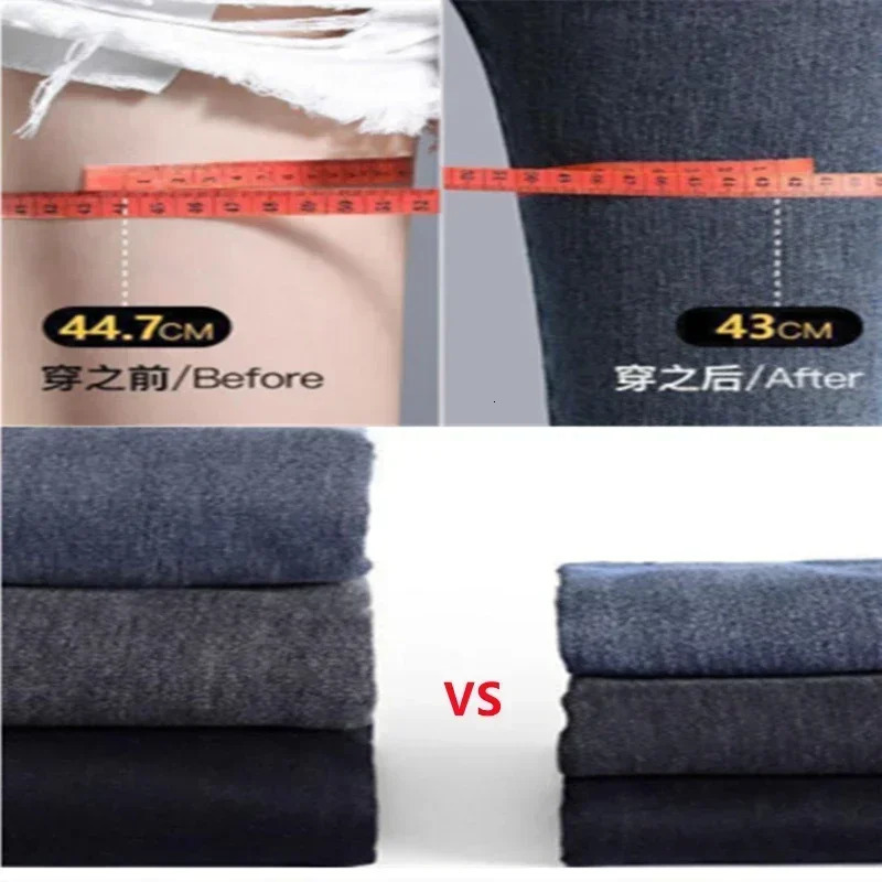 Spring/Summer Tight Warm Jeans Womens Velvet Ankle Length Casual Thick Pencil Pants Basic Wool Denim Jeans 241122