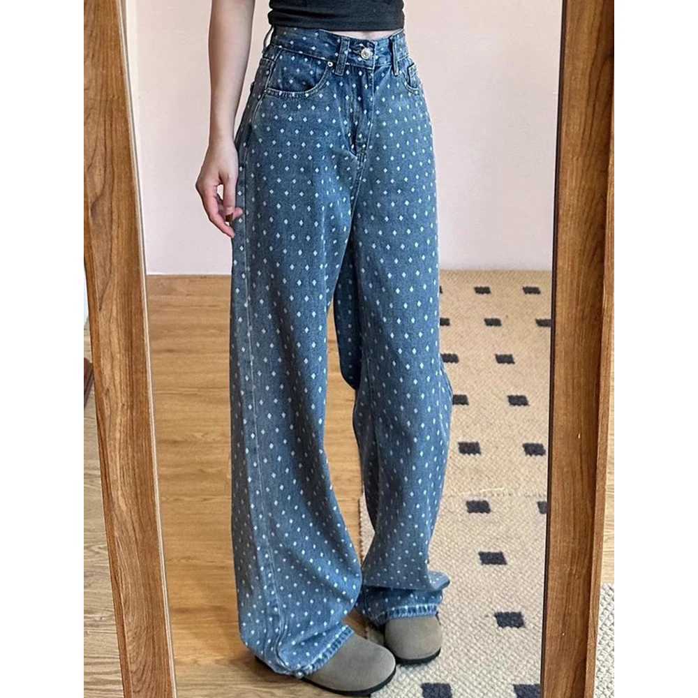 Women's Jeans Mia Muse Autumn Womens Denim Jeans Straight Legs High Waist Full Length Loose Fashionable Matching Pants H241130