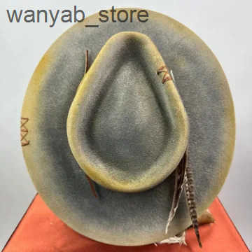 Wide Brim Hats Bucket Hats Ethnic style hats with worn out woven straps pure wool felt hats outdoor fashionable wool hats L240910