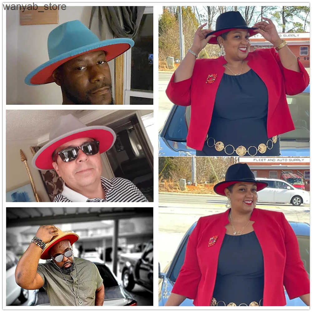 Wide Brim Hats Bucket Hats Two Colors Fedora Hats Women Wool Felt Vintage Church Ladies Hat Unisex Wide Brim Panama Party Cowboy Cap Jazz Wedding Hat 