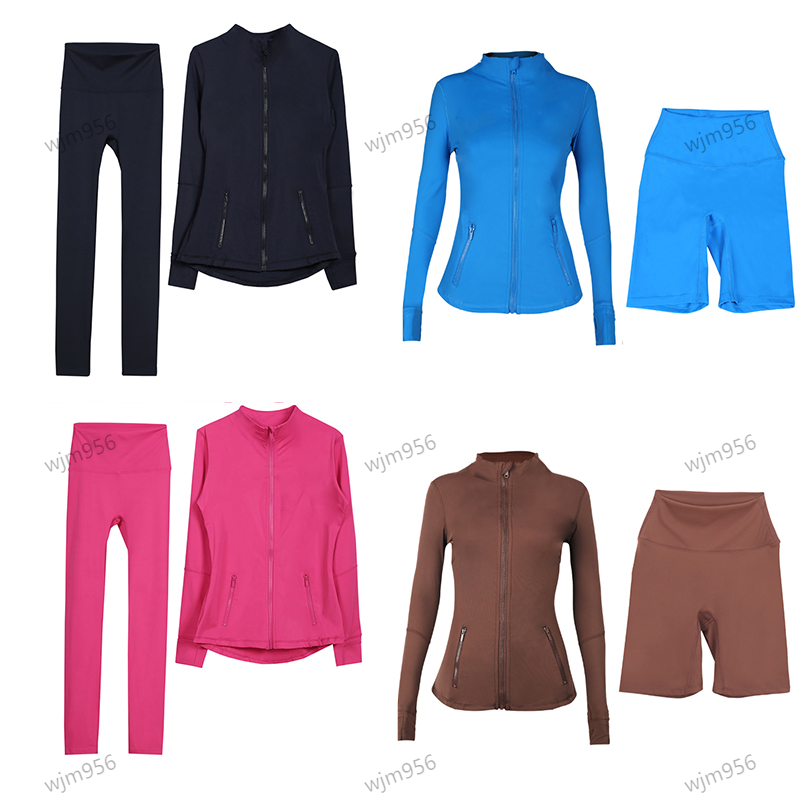 Workout set Yoga sets Define Jacket Align High Waist Sports Suit cropped jacket Pants leggings Long Sleeve Running Shorts speed up Train Gym Clothing women tracksuit