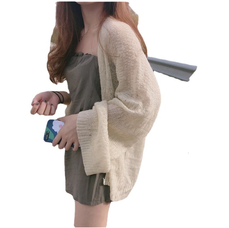 New women's thin knitted cardigan, new sunscreen clothing, long sleeved loose lazy style designer jacket