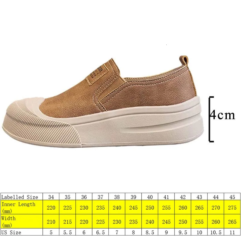 Koznoy 4cm Genuine Leather y Sneaker Comfy Loafer Slip on Fashion Platform Wedge Spring Women Big Size Autumn Flats 241126