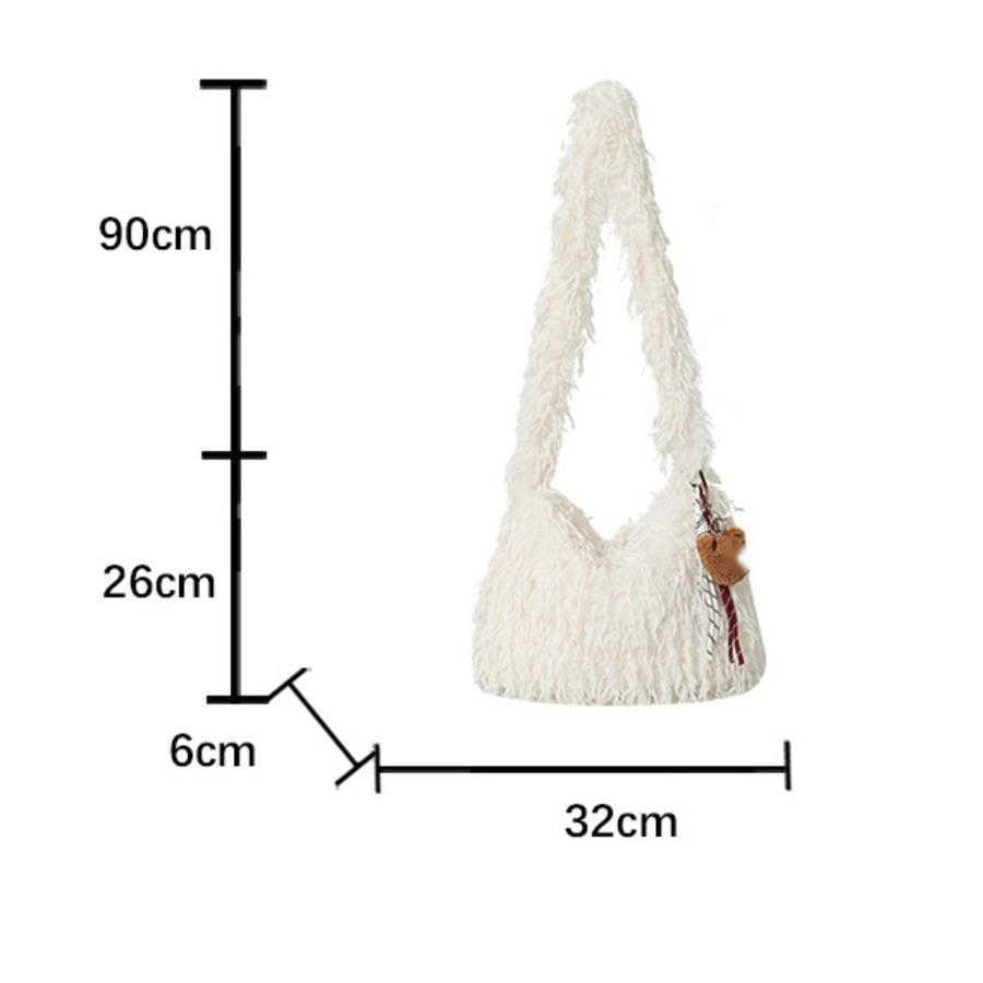 Hairy Tassel Tote Bag Autumn Winter Designer Bag Versatile Plush Crossbody Bag WoMens Korean Version Single Shoulder Hand-held WoMens Bag 241104