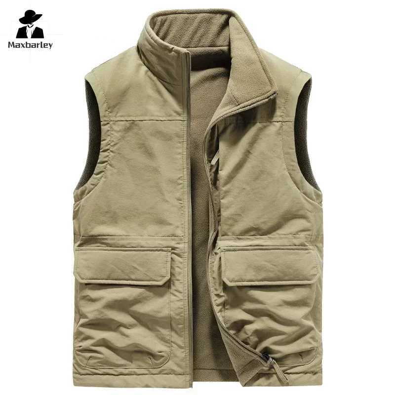 Men's Down Parkas 2024 Winter Mens Sleeveless Jackets Male Reversible Warm Waistcoats Casual Outwear Men Fleece Thermal Soft Vests Clothing 6XL z