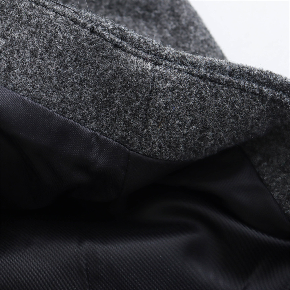 Women's Fashion New Blended Loose Coat Hepburn style gray coat for women